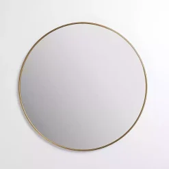 New Kirklands Home Antique Brass Nouveau Linear Round Mirror Gold