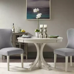 Sale Kirklands Home Antique Cream Wood Pedestal Round Dining Table White