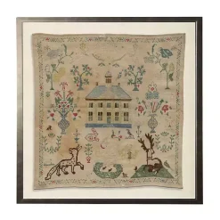 Outlet Kirklands Home Antique Folk Sampler Framed Wall Art