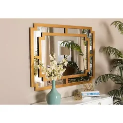 Discount Kirklands Home Antique Gold Geometric Overlay Wall Mirror