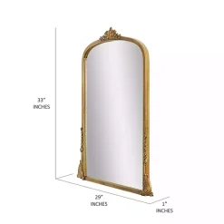 Discount Kirklands Home Antique Gold Metal Baroque Arch Wall Mirror