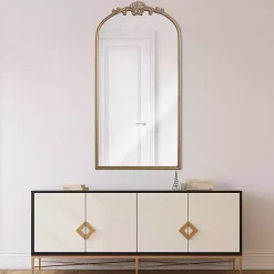 Outlet Kirklands Home Antique Gold Metal Ornate Arch Wall Mirror