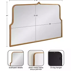 Hot Kirklands Home Antique Gold Metal Wide Arched Wall Mirror