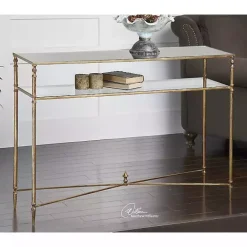 Kirklands Home Antique Mirror Top Console Table Gold