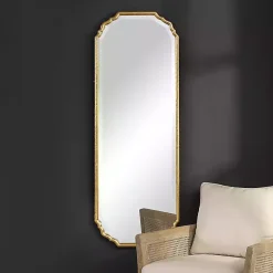 Hot Kirklands Home Antique Gold Wooden Mirror with Curved Corners