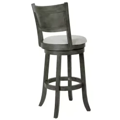 New Kirklands Home Antique Gray Upholstered Swivel Bar Stool Ivory