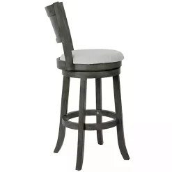 New Kirklands Home Antique Gray Upholstered Swivel Bar Stool Ivory