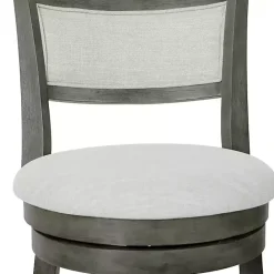 New Kirklands Home Antique Gray Upholstered Swivel Bar Stool Ivory