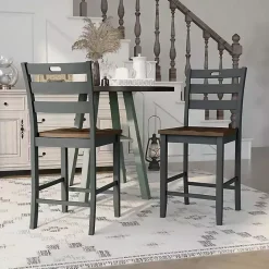 Sale Kirklands Home Antique Wood Counter Stools, Set of 2 Gray