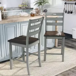 Clearance Kirklands Home Antique Light Wood Counter Stools, Set of 2 Gray