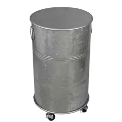 Kirklands Home Antique Round Rolling Galvanized Accent Table Gray