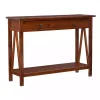 New Kirklands Home Antique Tobacco Console Table with Bottom Shelf