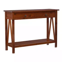 New Kirklands Home Antique Tobacco Console Table with Bottom Shelf