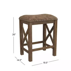 Hot Kirklands Home Antique Walnut Faux Leather Stools, Set of 2 Brown