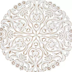 Discount Kirklands Home Antique Damask Round Wall Plaque White