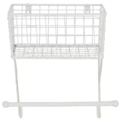 Clearance Kirklands Home Antique White Wire Basket Towel Rack