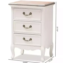 Sale Kirklands Home Antique Wooden 3-Drawer Nightstand White