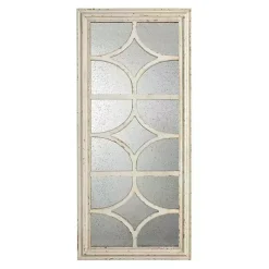 Online Kirklands Home Antique Whitewashed Diamond Panel Wall Mirror