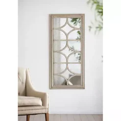 Online Kirklands Home Antique Whitewashed Diamond Panel Wall Mirror