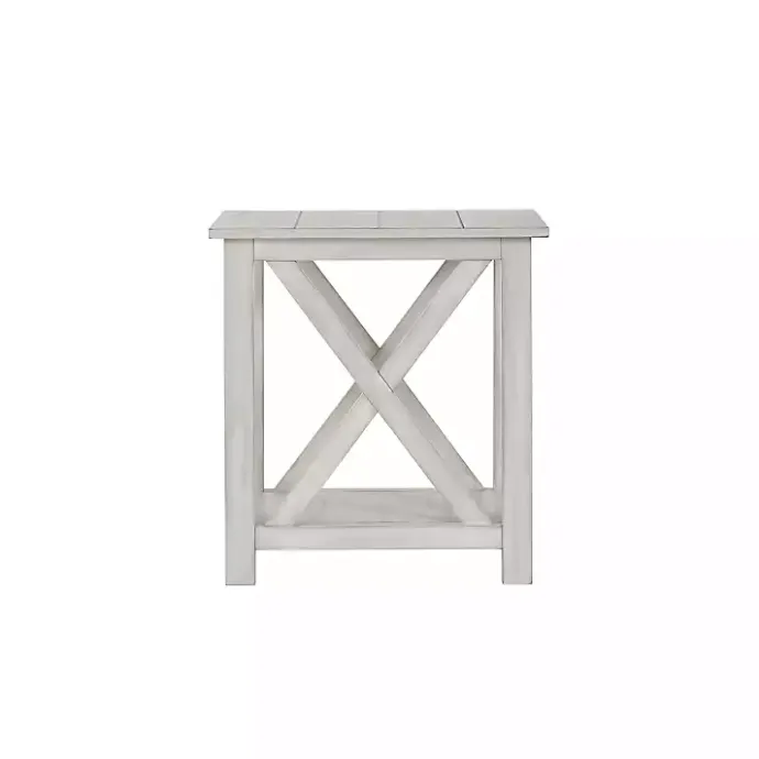 Sale Kirklands Home Antique washed Wood Square Side Table White