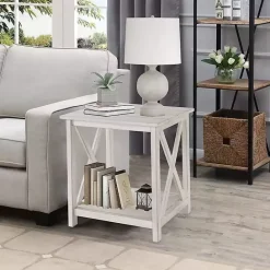 Sale Kirklands Home Antique washed Wood Square Side Table White