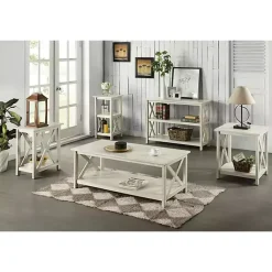 Sale Kirklands Home Antique washed Wood Square Side Table White