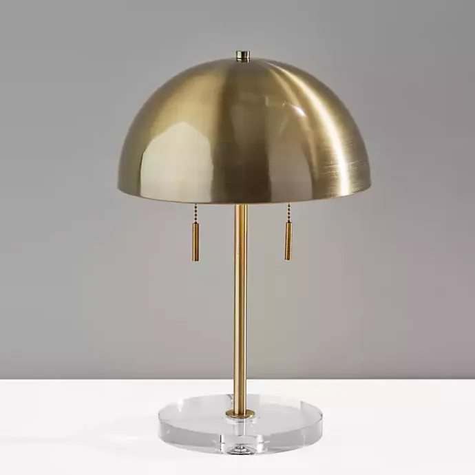 New Kirklands Home Antiqued Brass Dome Shade Table Lamp Gold