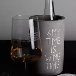 Hot Kirklands Home Any Time is Wine Time Concrete Wine Bottle Cooler Gray