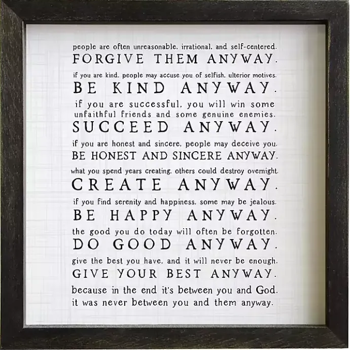 Online Kirklands Home Anyway Framed Wood Wall Plaque