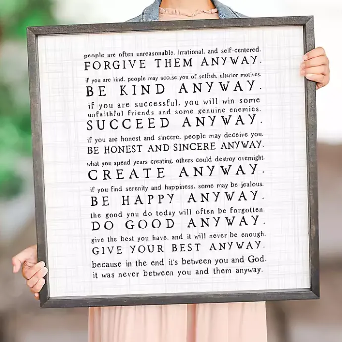 Online Kirklands Home Anyway Framed Wood Wall Plaque