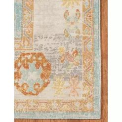 Outlet Kirklands Home Aqua and Beige Bohemian Area Rug, 7x9 Blue