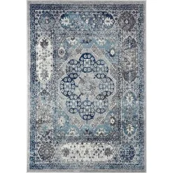 Kirklands Home Aqua and Gray Alex Area Rug, 5x7