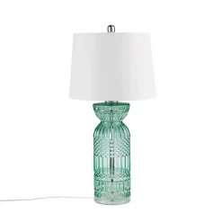 Kirklands Home Aqua Textured Glass Luxuria Table Lamp Blue