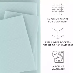 Clearance Kirklands Home Aqua Embossed Checkered 3-pc. Twin Sheet Set Blue