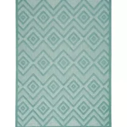 Hot Kirklands Home Aqua Flatweave Diamond Outdoor Area Rug Blue