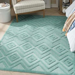 Hot Kirklands Home Aqua Flatweave Diamond Outdoor Area Rug Blue