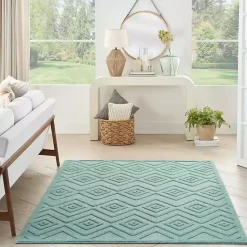 Hot Kirklands Home Aqua Flatweave Diamond Outdoor Area Rug Blue
