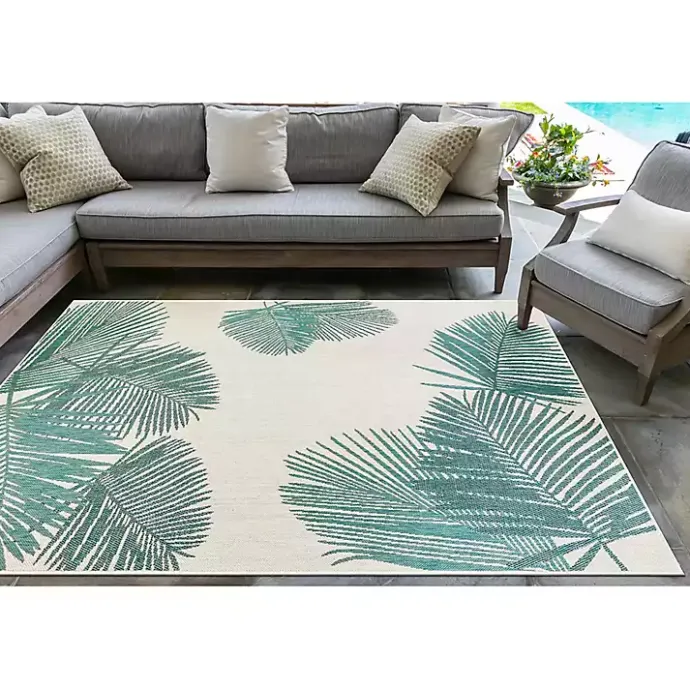 Clearance Kirklands Home Aqua Forest Leaf Indoor/Outdoor Area Rug, 6x9