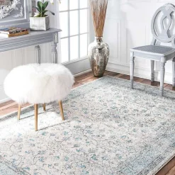 New Kirklands Home Aqua Rio Vintage Area Rug, 4x6
