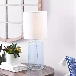 Kirklands Home Aqua Seeded Glass Table Lamp White