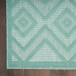 Hot Kirklands Home Aqua Teal Diamond Indoor/Outdoor Area Rug, 5x7 Blue
