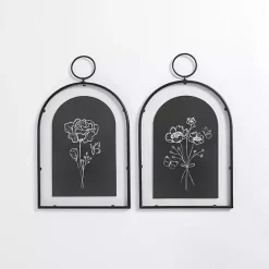 Kirklands Home Arched Floral Framed Prints, Set of 2 Black