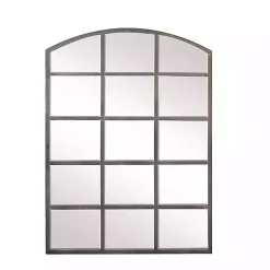 Kirklands Home Arched Windowpane Wall Mirror Gray