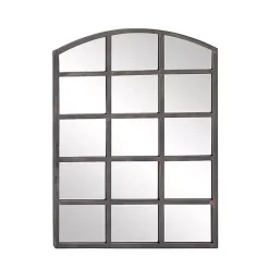Kirklands Home Arched Windowpane Wall Mirror Gray