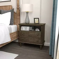 Discount Kirklands Home Ash 2-Drawer Wood Nightstand Brown