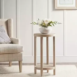Hot Kirklands Home Ash Rat Round Martha Stewart Accent Table Tan