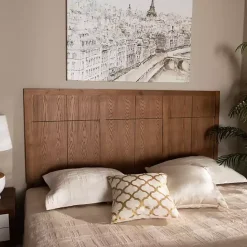Online Kirklands Home Ash Walnut Wood Panel King Headboard Brown