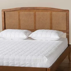 Clearance Kirklands Home Ash Walnut Woven Rattan King Headboard Brown
