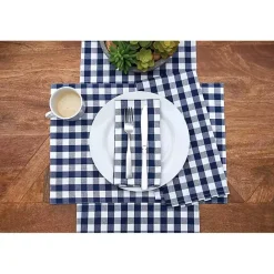 Outlet Kirklands Home Ashford Indigo Buffalo Check Placemats, Set of 6 Blue