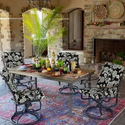 Kirklands Home Ashland Jacobean Luxe Outdoor Dining Chair Cushion Black